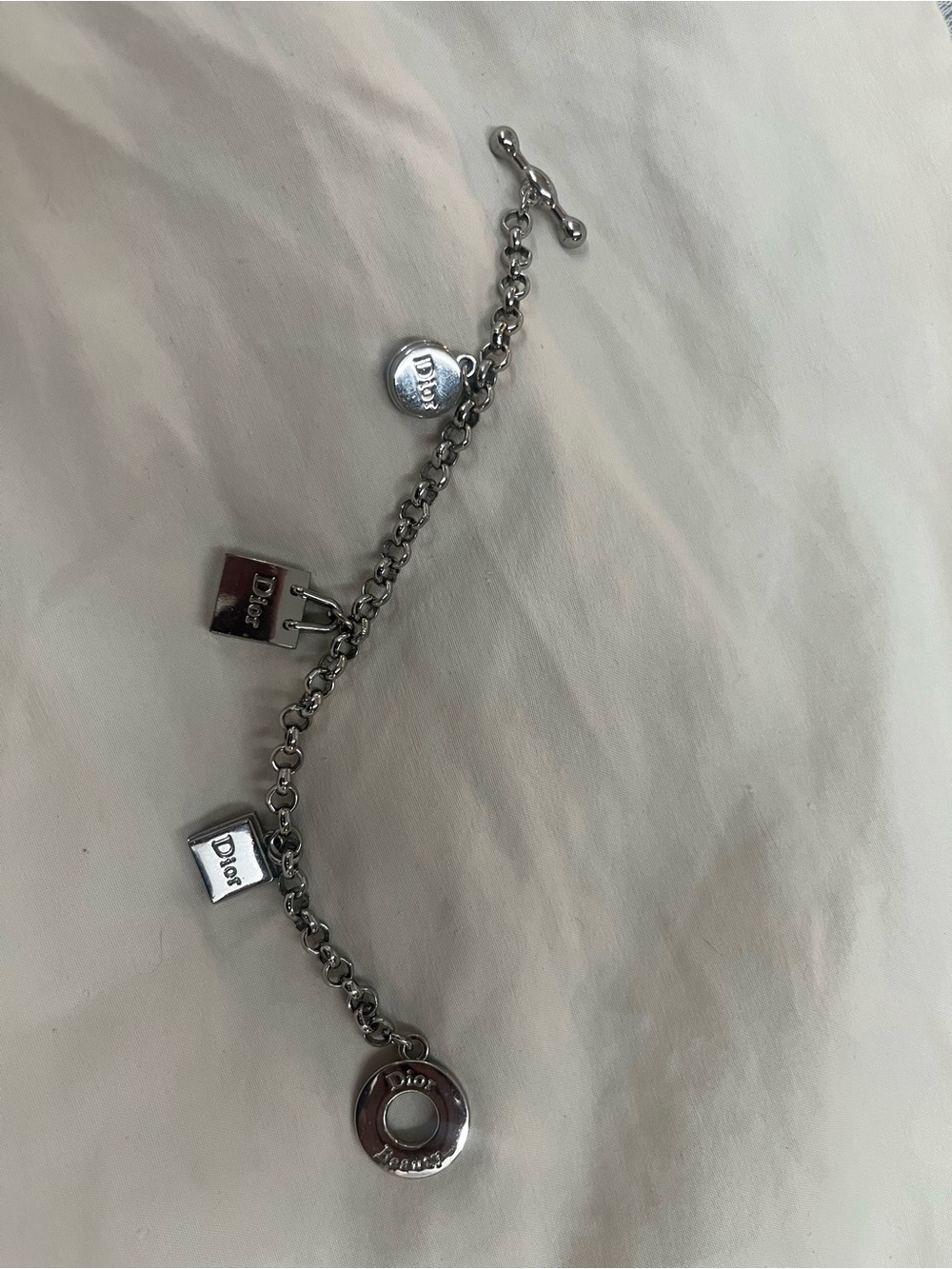 Dior Silver-Tone Charm Bracelet with Logo Locks